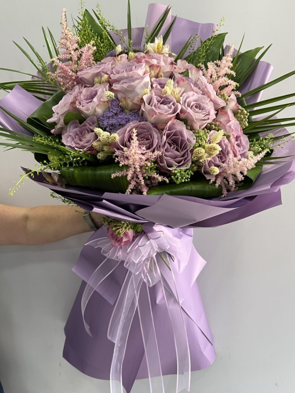 Pembe Lila Gül Buketi